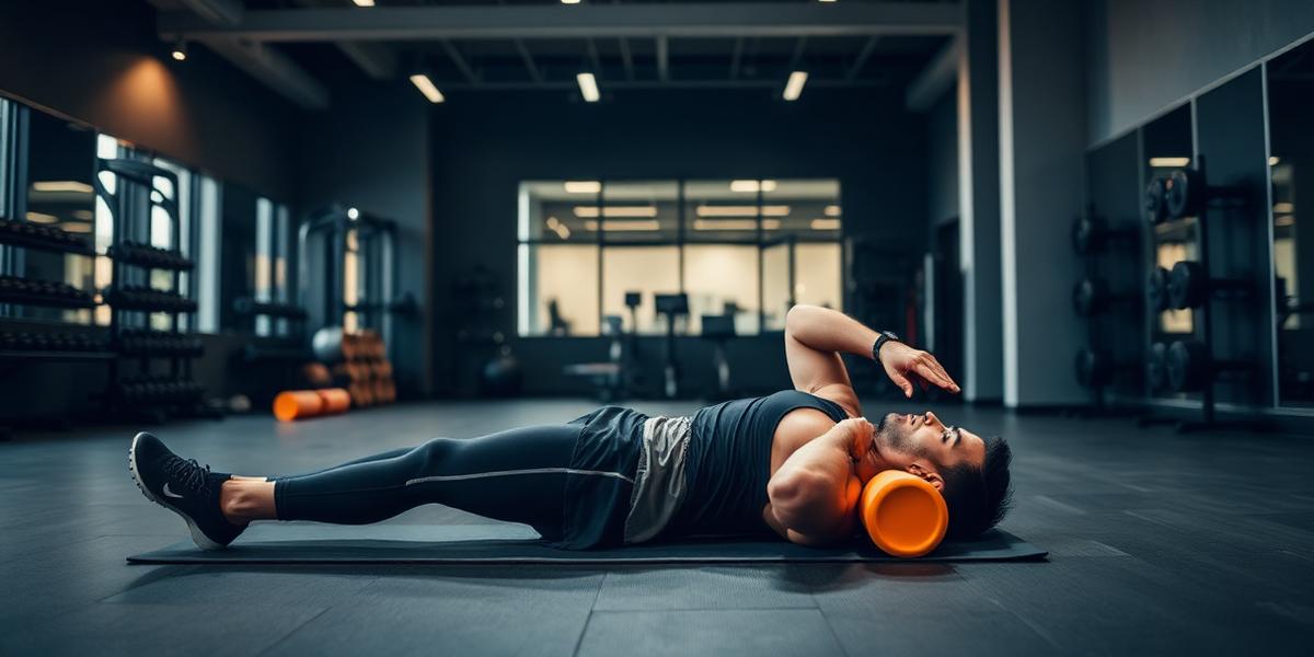 Atleta realizando estiramientos y foam rolling para recuperación muscular