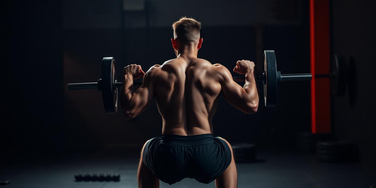 Atleta realizando sentadilla con barra para fuerza híbrida